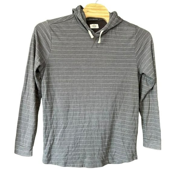 Marine Layer Light Gray Stripe Lightweight Hooded Pullover Sweatshirt Mens Large - Picture 1 of 4